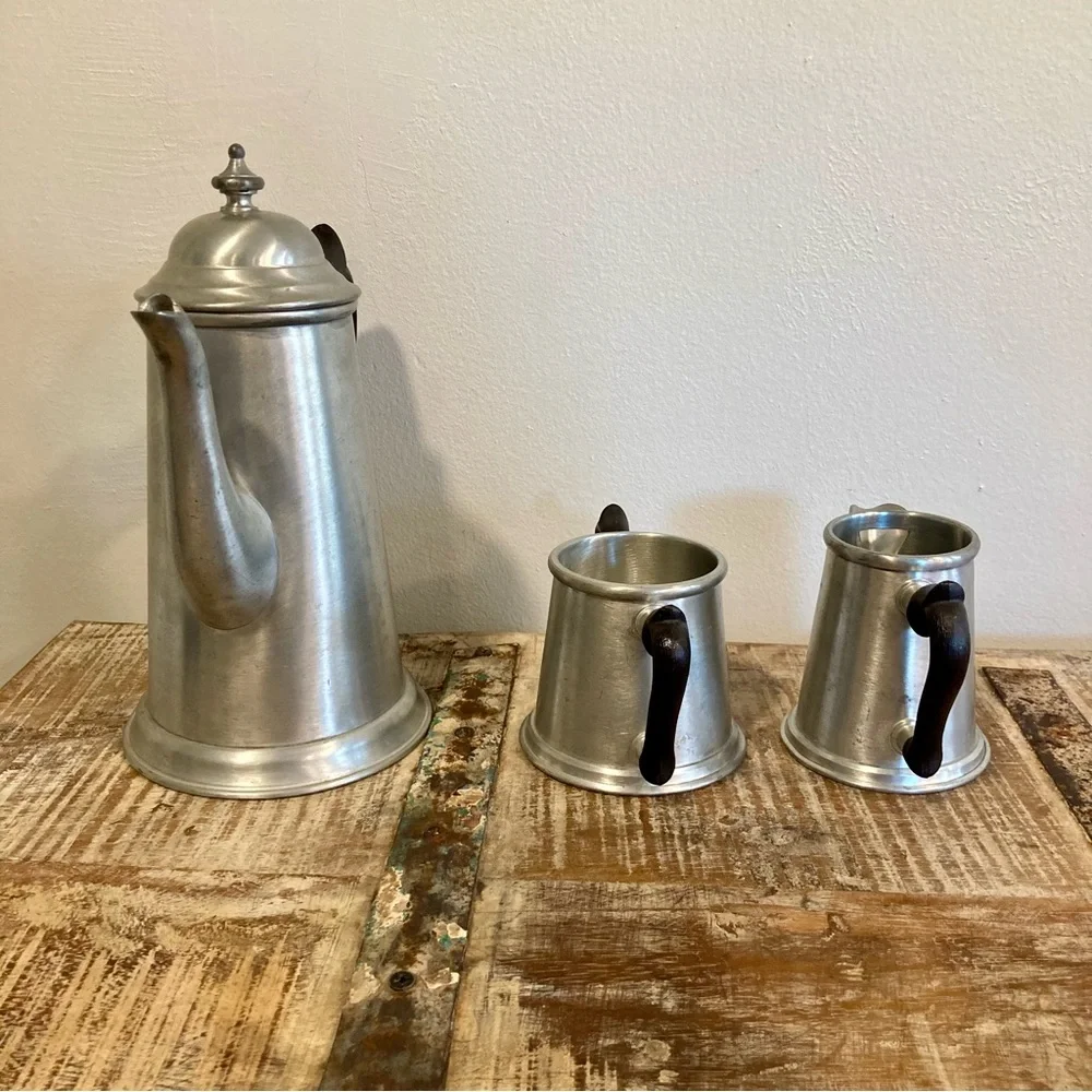Vintage Stieff Pewter P1-23 Coffee or Tea Pot with Sugar and Creamer Set